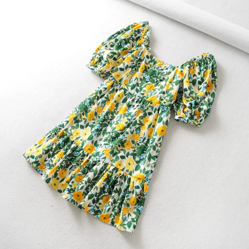 ZARA Floral Print Square Neck Dress